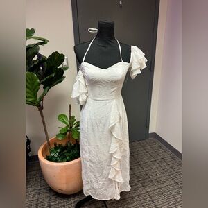 Elegant White Halter Dress